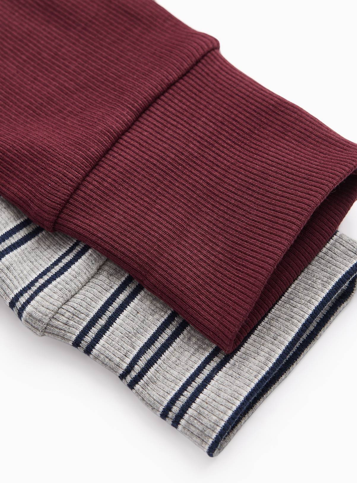 Grey, Purple & Navy Striped Preppy Leggings 5 Pack 6-9 months - Image 2